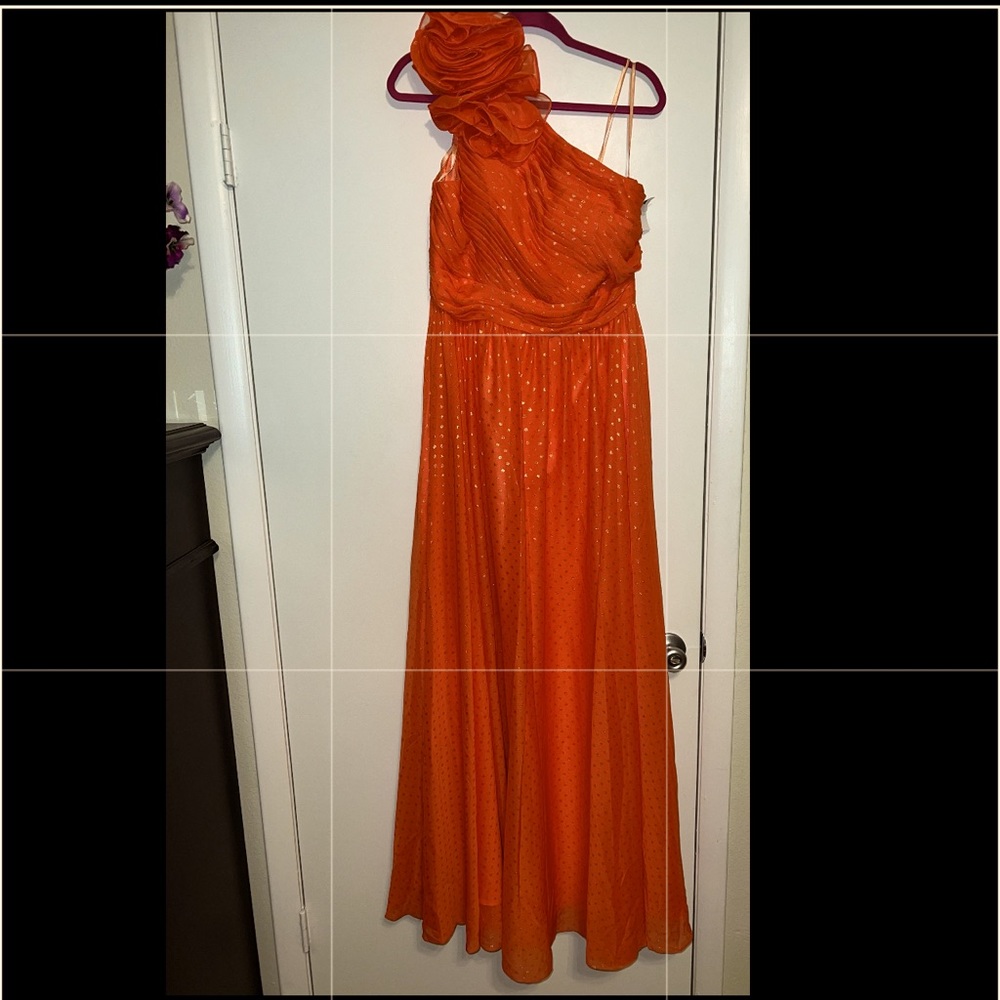 Mac Duggal one shoulder wedding evening long gown dress sz 16